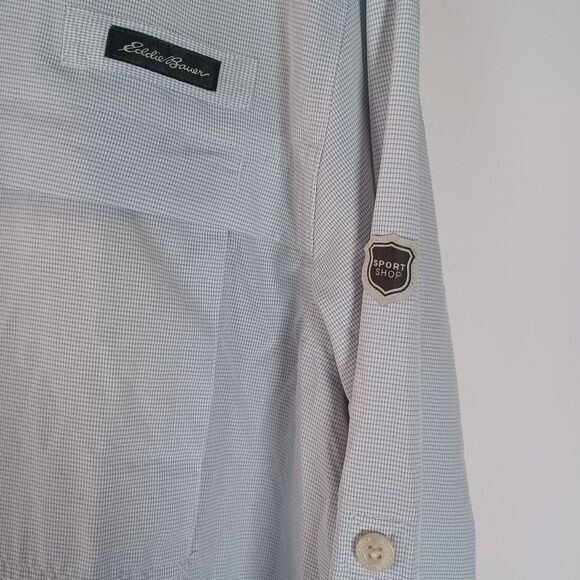 Eddie Bauer Guide Shirt UPF Vented Large Tall Roll Tab Sleeve Outdoors Fishing - Picture 4 of 13
